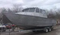 1992 27′ x 11′ Henley Aluminum Work Boat w/ Trailer